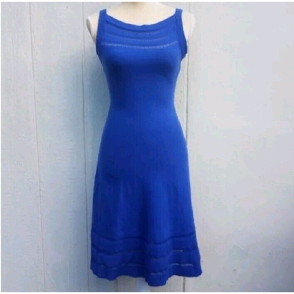 Kate Spade  blue knit fit and flare sleeveless dress wmns sz xs